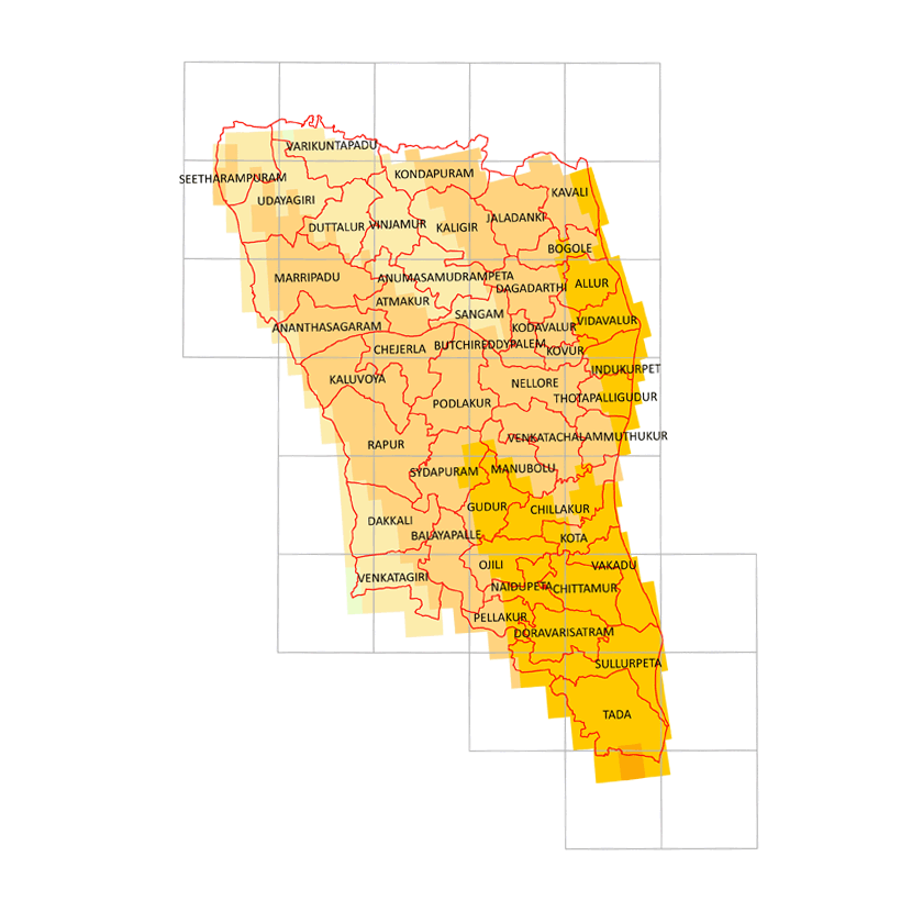 Storm surge inundation map for cyclone with wind speed